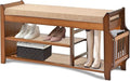 Shoe Storage Bench for Entryway, Bamboo Entryway Bench by DOUSY