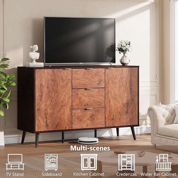 GarveeHome Buffet Cabinet with Drawers, 51.2'' Large Sideboard Buffet Credenza - Image 5
