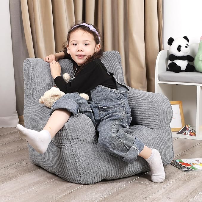 Kids Bean Bag Chair with a Plush Bear, Comfy Toddler Chair - Image 4
