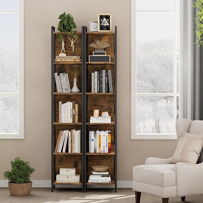 Homhedy 6 Tier Bookshelf Bookcase, Tall Narrow Bookshelf - Image 7