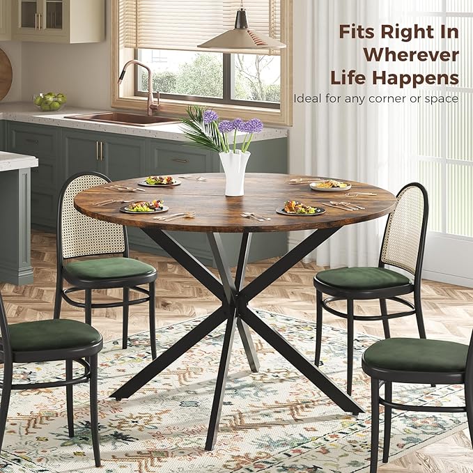 Unovivy 47" Round Dining Table for 4-6, Space Saving Circle Kitchen Dinner Table - Image 6