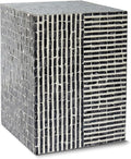 PEMAR Capiz Shell Square Drum End Table Side Accent Table Contemporary Mosaic by PEMAR