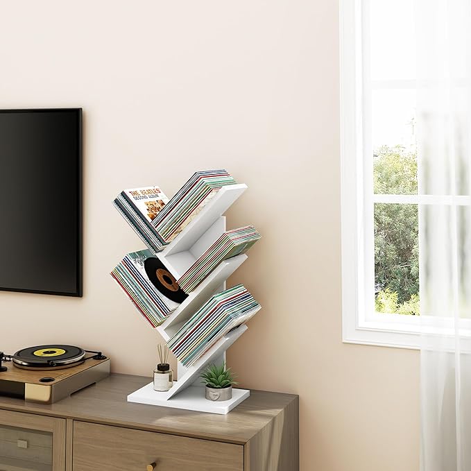 Hoctieon 4 Tier Tree Bookshelf, 4 Shelf Bookcase, Free Standing Tree Bookcase - Image 2
