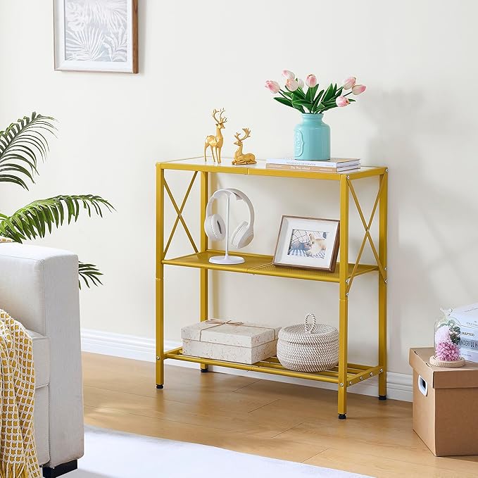Hoctieon Industrial Console Table, 3 Tier Entryway Table, Metal Frame, Sofa - Image 5