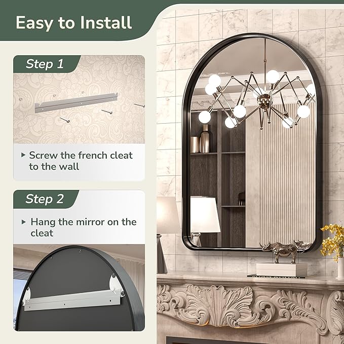 TokeShimi Arched Black Wall Bathroom Mirror 26x38 Inch - Image 6