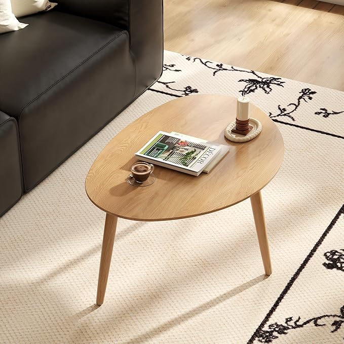 Small Oval Coffee Table, 25.6" Mid Century Modern End Table - Image 8