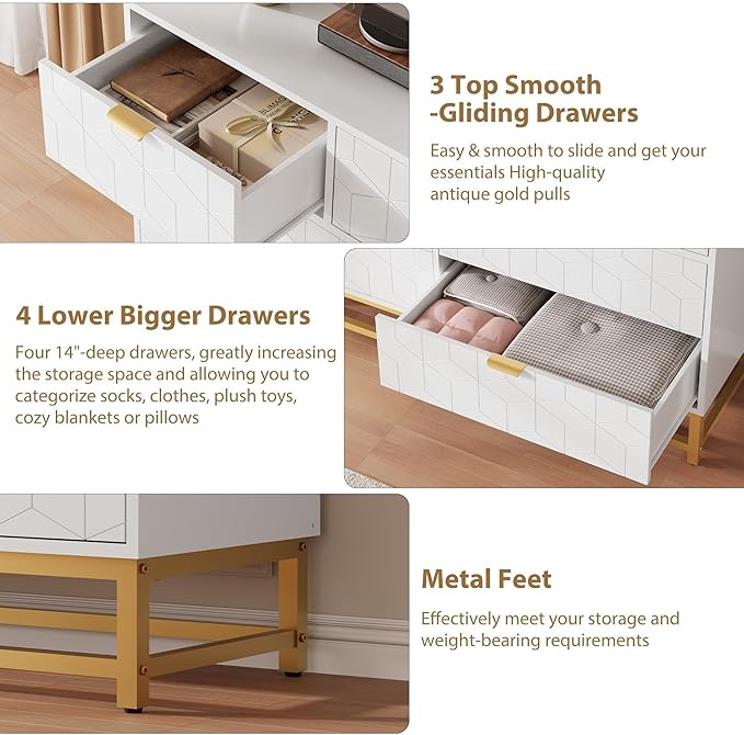 Dresser for Bedroom, 53.5" Wide Dresser Organizer, 7 Drawer - Image 6