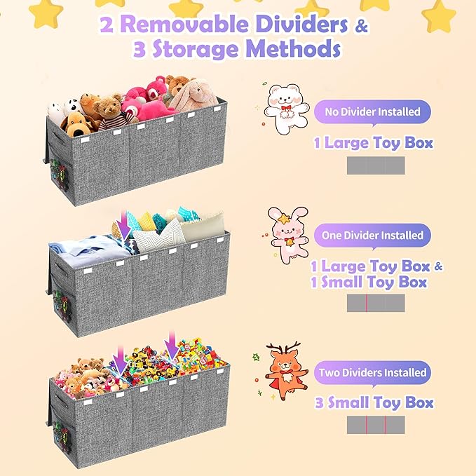 Extra Large Toy Box Chest with Lids, Collapsible Sturdy Kids Toy Storage - Image 6