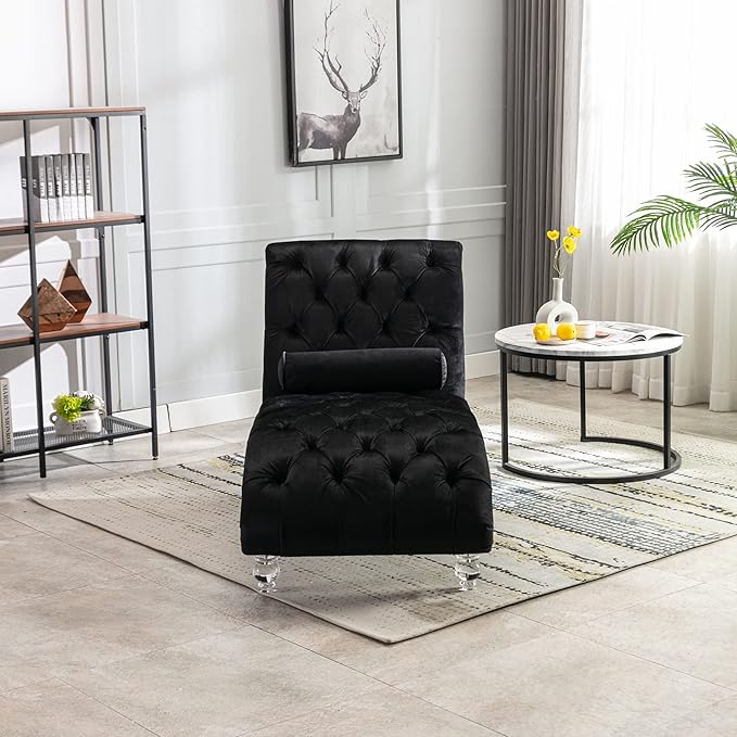 HomSof Modern Armless Velvet Chaise Lounge Indoor Chair - Image 3