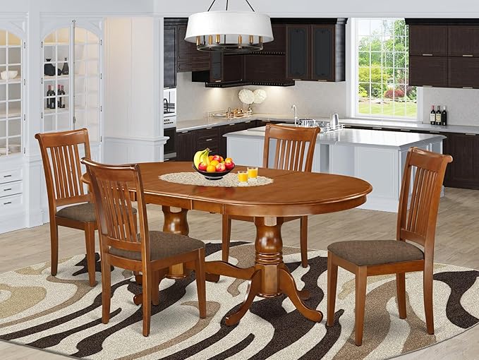 East West Furniture PLPO5-SBR-C 5 Piece Kitchen Table Set - Image 2