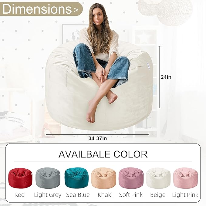 HABUTWAY Bean Bag Chair 3Ft Luxurious Velvet Ultra Soft Fur - Image 3