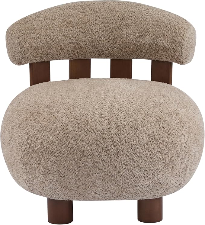 Christopher Knight Home Elvina Boucle Fabric Accent Chair, Solid Wood Single - Image 3