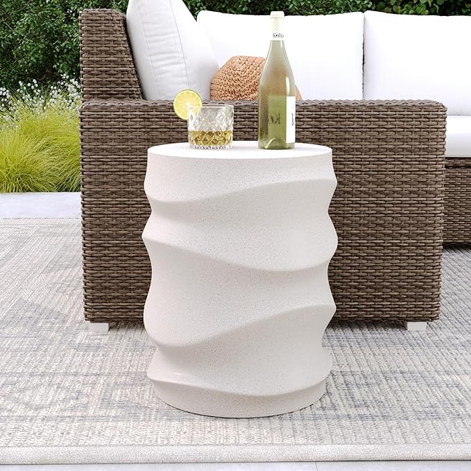 COSIEST Outdoor Side Table, Streamlined Lightweight Accent Table, Decorative - Image 7