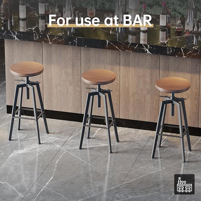 Vintage Adjustable Bar Stools Set of 2, Height Ranges from 24.8 to 30.8 inch - Image 6