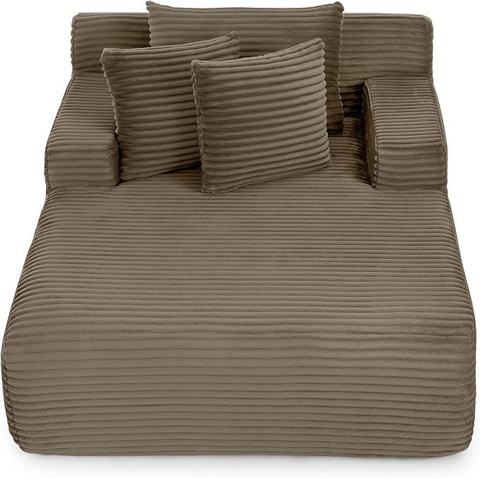 Oversized Chaise Daybed Lounge Sleeper Chair Sofa Bed Indoor, Fluffy Corduroy - Image 5