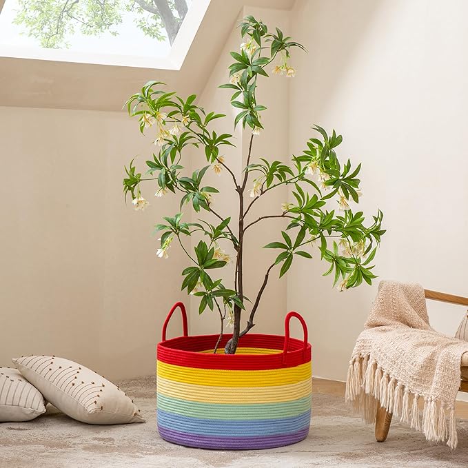 KAKAMAY Large Blanket Basket, Woven Baskets - Image 8