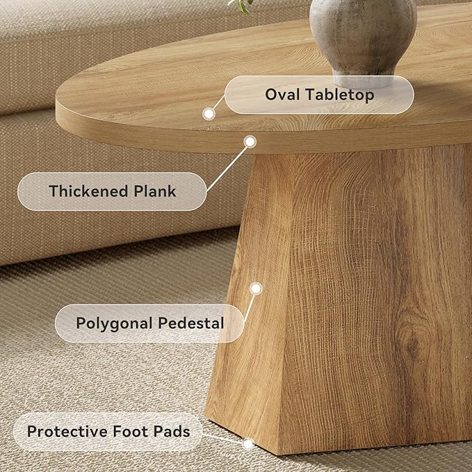 Oval Coffee Table, 47-Inch Living Room Table - Image 5