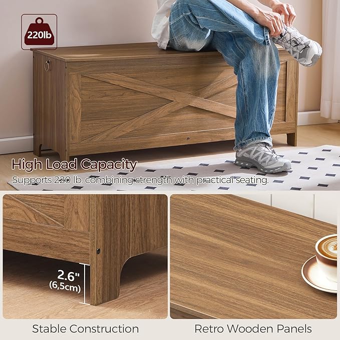 47.2" Toy Chest, Sturdy Entryway Storage Chest - Image 4