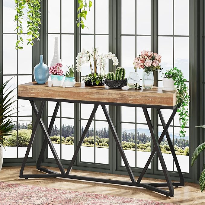 Tribesigns 55 Inches Console Table, Farmhouse Sofa Table Wood Entryway Table - Image 7