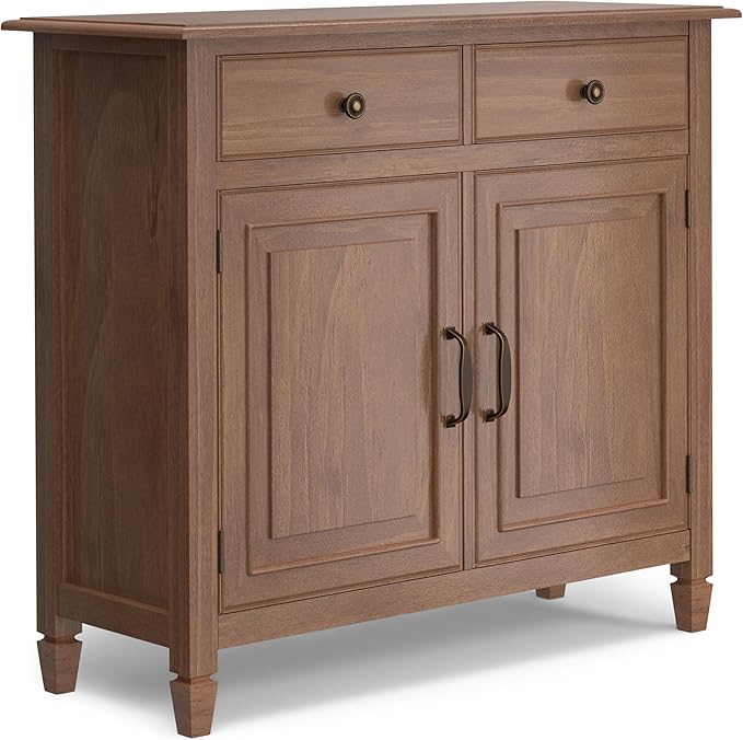 SIMPLIHOME Connaught 40-inch Wide Solid Wood Storage Cabinet in Medium Saddle by SimpliHome