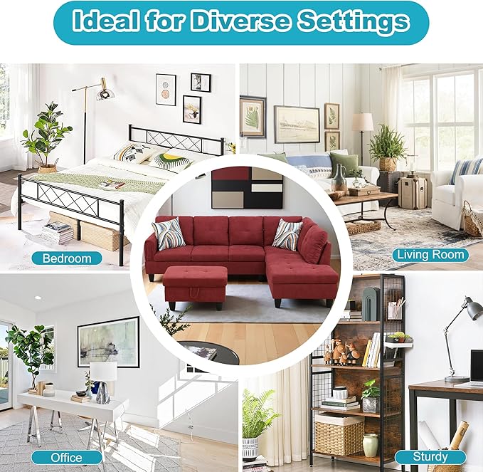 Couches for Living Room Modern L Shaped Couch Comfy Fluffy Fabric 3 Pieces - Image 7