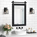 Farmhouse Bathroom Mirrors 26”x40” Black Rustic Wall Decor Mirror by Menscha