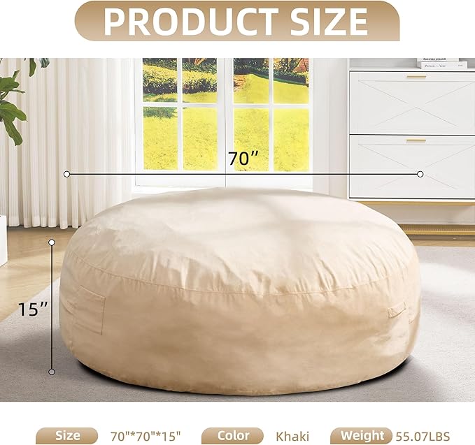 Hobestluk 6FT Bean Bag Chair Bean Bag Chairs - Image 2