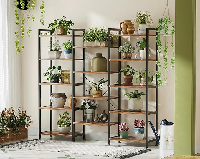 Casaottima Triple 5 Tier Bookshelf, Large Bookcase - Image 8