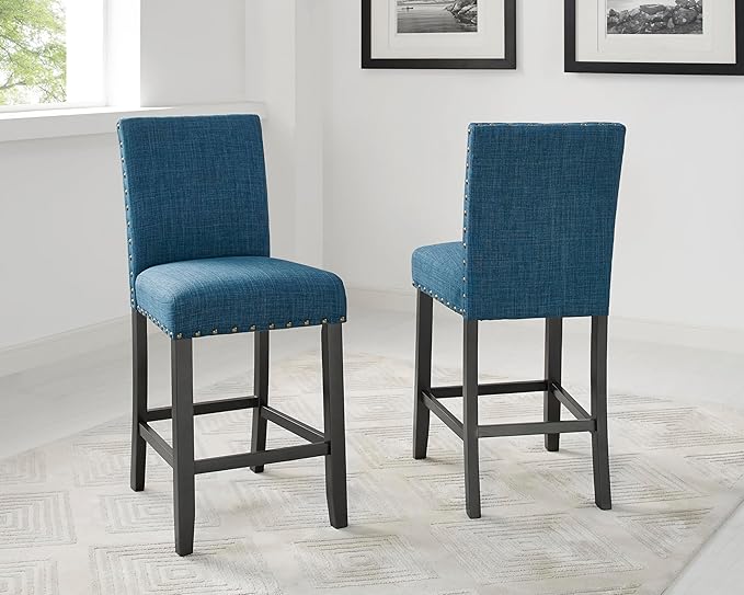 Biony Blue Fabric Counter Height Stools by RoundhillFurniture
