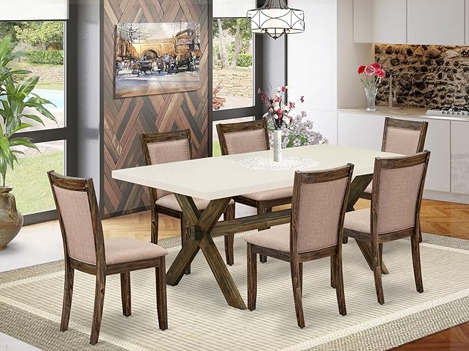 East West Furniture X727MZ716-7 7 Piece Kitchen Table Set Consist of a - Image 2