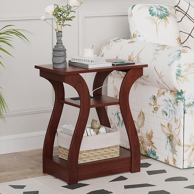 End Tables Living Room Set of 2, Cherry End Table - Image 5