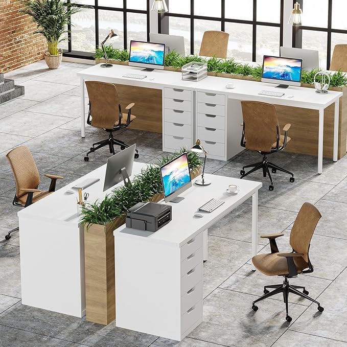 Tribesigns Computer Desk with 5 Drawers, 47 inches Rustic Brown Home Office - Image 6