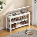 Shoe Rack Bench Seat Rubberwood 2-Tier Wooden Storage Bench 550lbs Compact by IUNVR