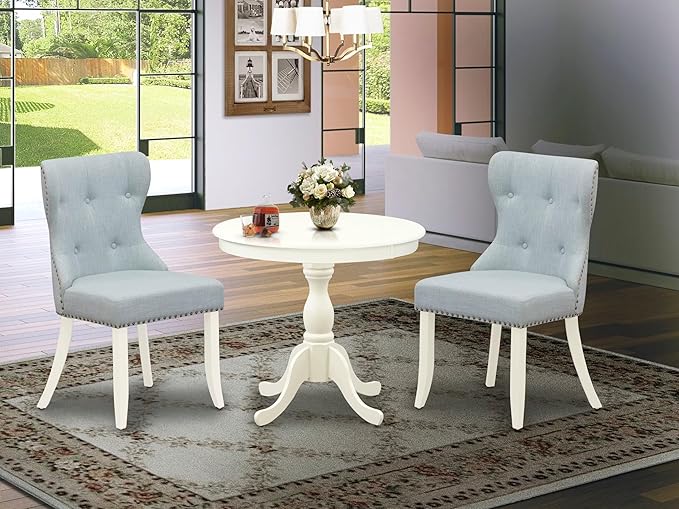 East West Furniture AMSI3-LWH-15 3 Piece Dining Table Set - Image 2