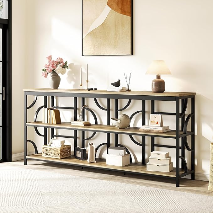 70.9-Inch Industrial Sofa Table, Extra Long Console Table Behind Couch by vividwood