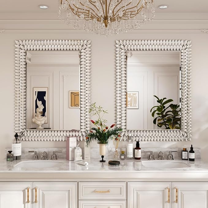 Kelly Miller 30"x40" Jeweled Bathroom Wall Mirror, Large Rectangle Mirror - Image 4
