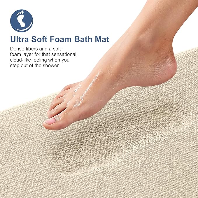 OLANLY Thick Memory Foam Bath Mat Rug 44x24, Extra Soft Absorbent Bathroom Rug - Image 2