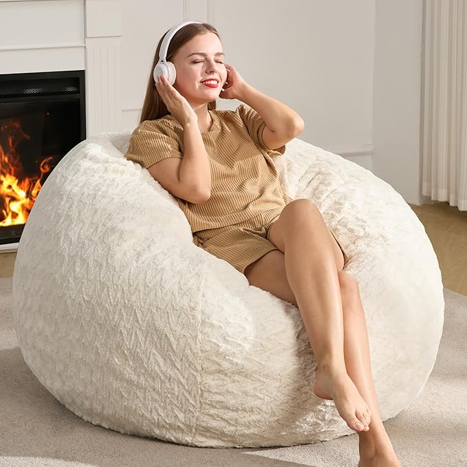 Hobestluk 4ft Bean Bag Chairs for Adults Large Beanbag Chair - Image 3