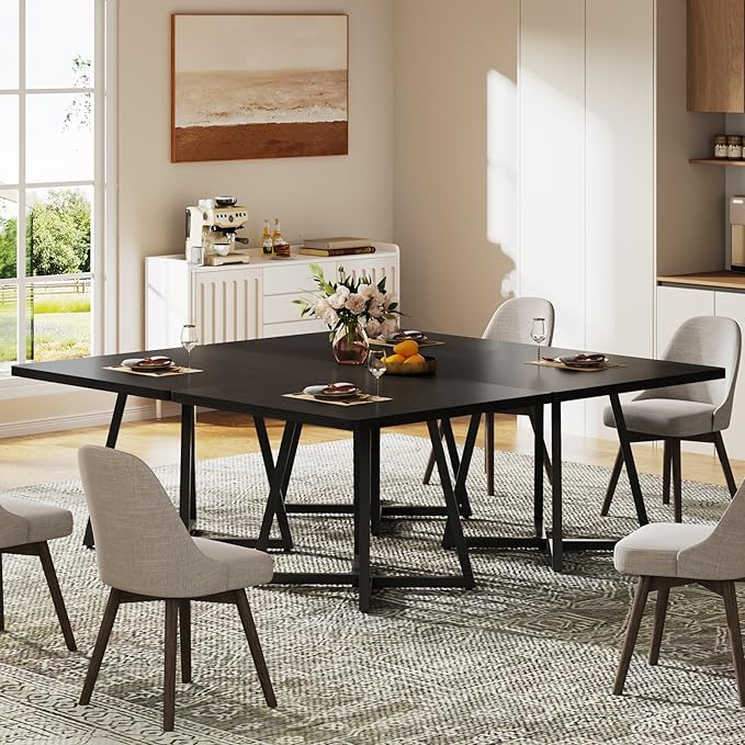 Tribesigns Square Dining Table for 10, 31.5" Industrial Dinner Table - Image 4
