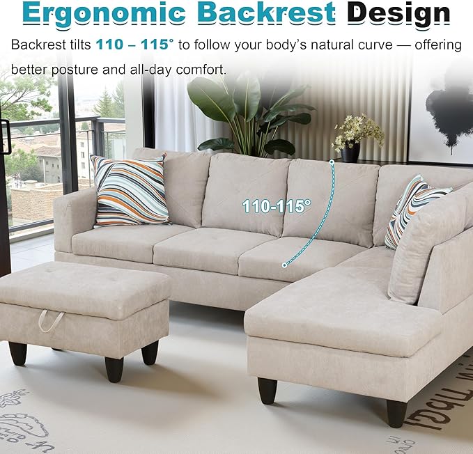 97" Oversized Sectional Couch, L Shaped Couch - Image 6