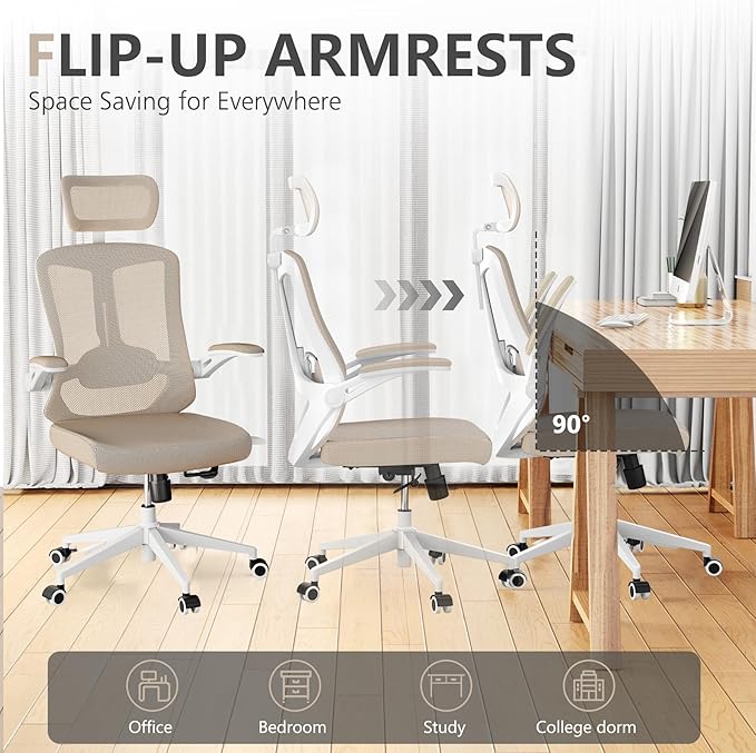 Desk Offiice Chair, Ergonomic Comfy Mesh Chair, Home High Back Gaming Executive - Image 3