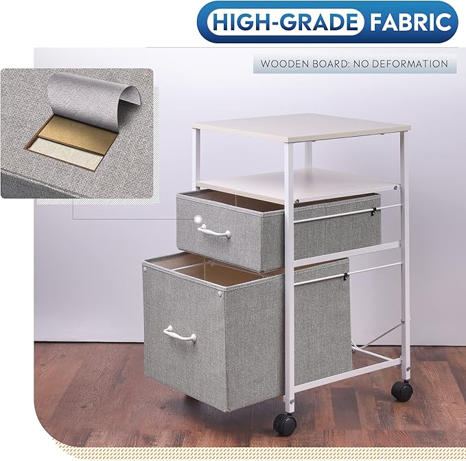 DEVAISE 2 Drawer Mobile File Cabinet, Rolling Printer Stand - Image 7