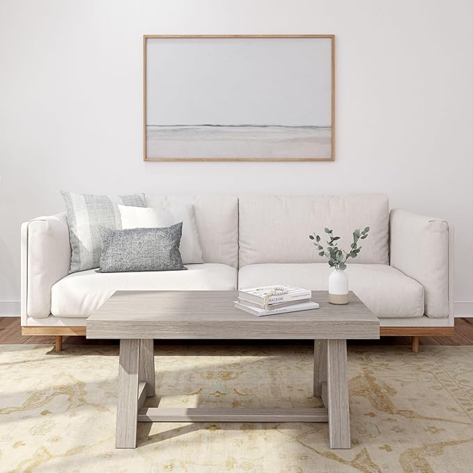 Plank+Beam Classic Rectangular Coffee Table, 40 Inch Farmhouse Coffee Table - Image 2