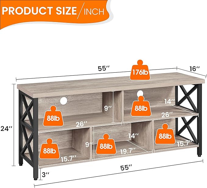 Yaheetech TV Stand for TVs up to 65 Inch, Industrial Entertainment Center - Image 7