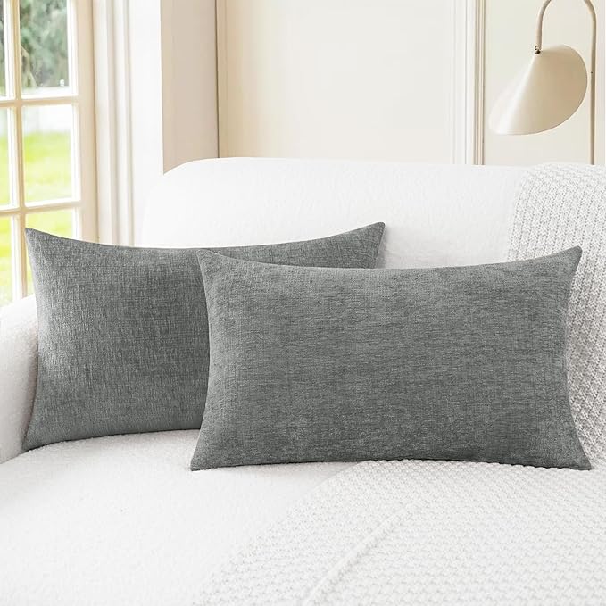 CaliTime Throw Pillow Covers Decorative 16 X 26 Inches Pack of 2 Cozy Chenille by CaliTime