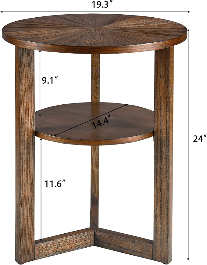 MODERION Round End Table, Rustic Side Table - Image 2