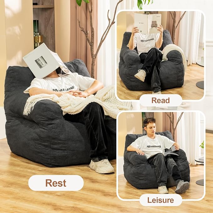 Bean Bag Chairs for Adults Ergonomic Support Reading Floor Sofa Chair - Image 3