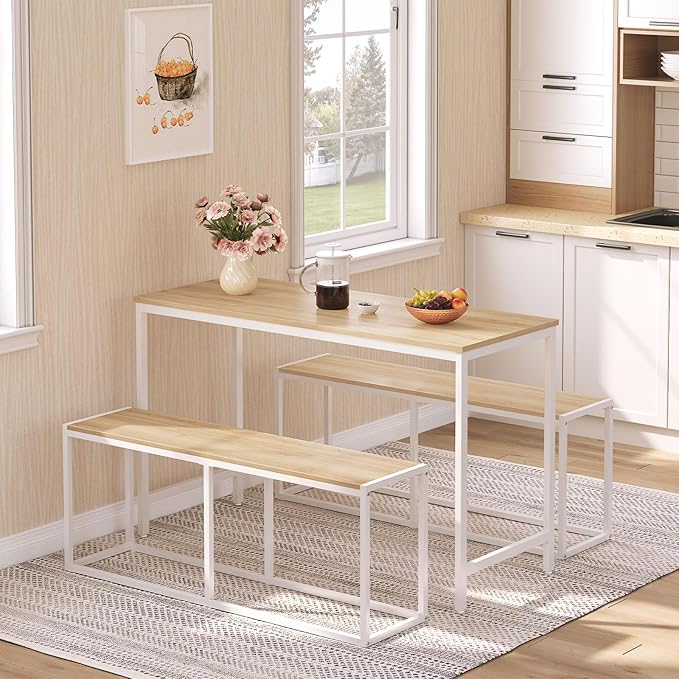 HOOBRO Dining Bench, 47.2 Inch Industrial Style Kitchen Table Bench, Steel Frame - Image 2