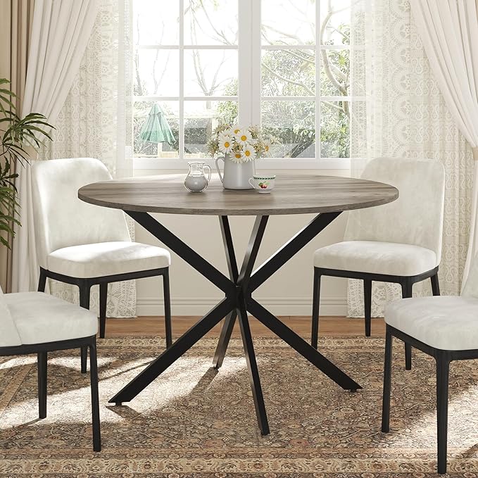 Unovivy 47" Round Dining Table for 4-6, Space Saving Circle Kitchen Dinner Table - Image 7