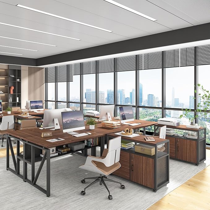 Tribesigns L Shaped Desk with Drawer Cabinet, 2 Piece Home Office Furniture - Image 9